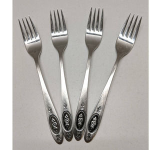4-Oneida Silver Polonaise Stainless Deluxe Burnished Rose Discontinued Fork
